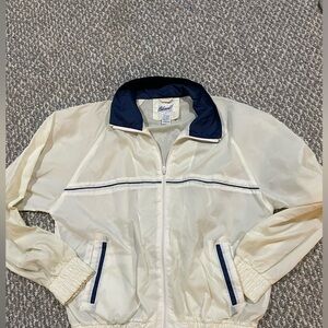 Vintage Haband Cream and Navy Windbreaker Jacket